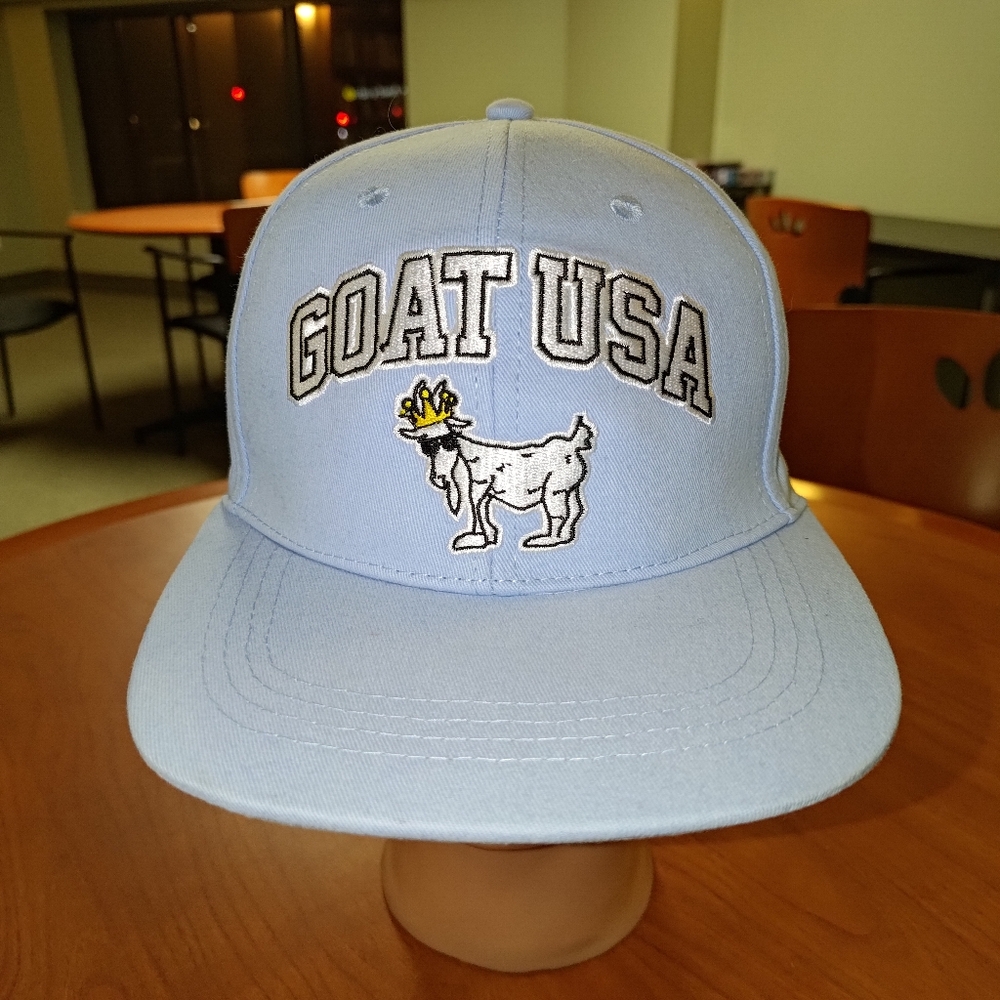 Goat USA Embroidered Logo Sky Blue White Snapback Hat Cap OSFA